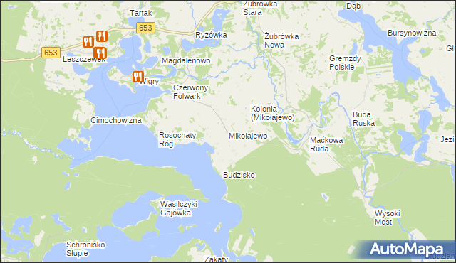 mapa Mikołajewo gmina Krasnopol, Mikołajewo gmina Krasnopol na mapie Targeo