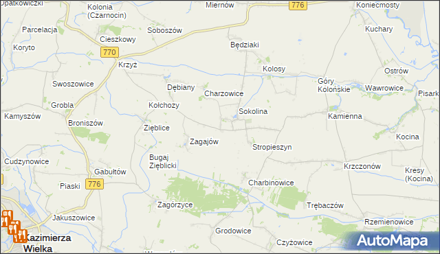 mapa Mikołajów gmina Czarnocin, Mikołajów gmina Czarnocin na mapie Targeo
