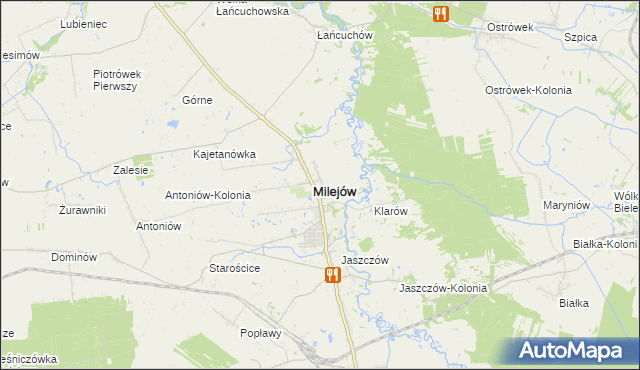 mapa Milejów powiat łęczyński, Milejów powiat łęczyński na mapie Targeo