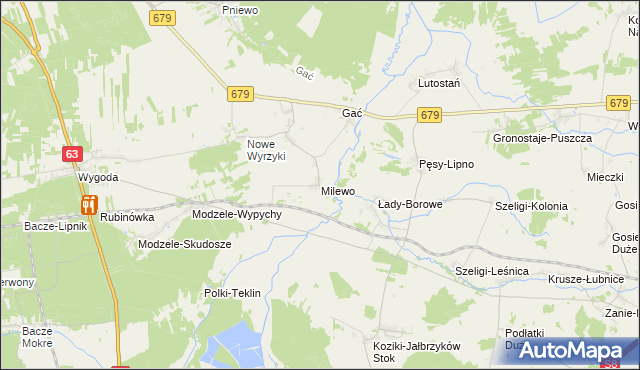 mapa Milewo gmina Łomża, Milewo gmina Łomża na mapie Targeo