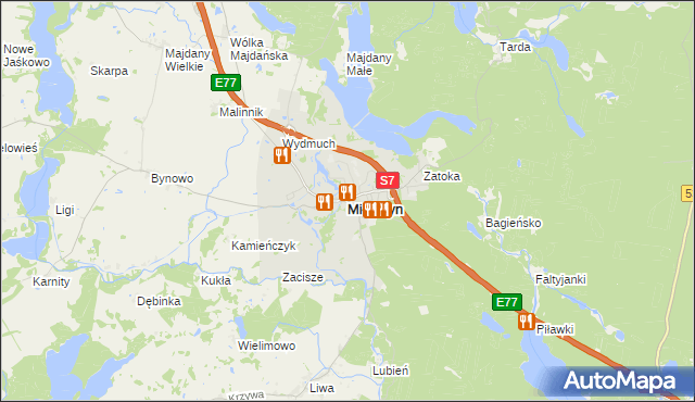 mapa Miłomłyn, Miłomłyn na mapie Targeo