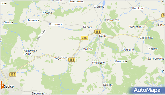 mapa Mników gmina Przeworno, Mników gmina Przeworno na mapie Targeo