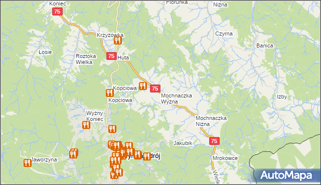 mapa Mochnaczka Wyżna, Mochnaczka Wyżna na mapie Targeo