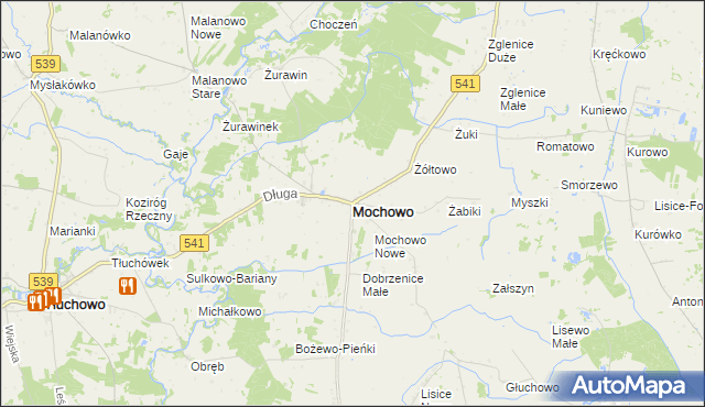 mapa Mochowo powiat sierpecki, Mochowo powiat sierpecki na mapie Targeo