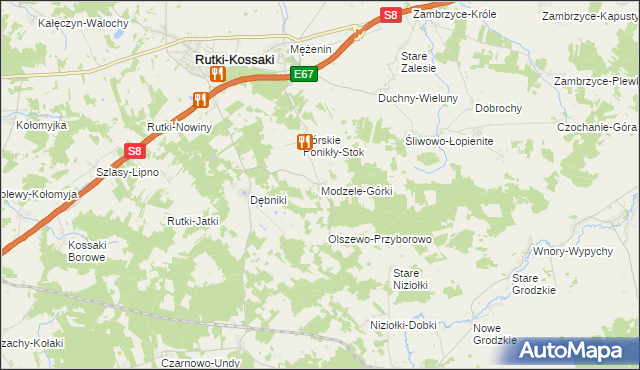 mapa Modzele-Górki, Modzele-Górki na mapie Targeo