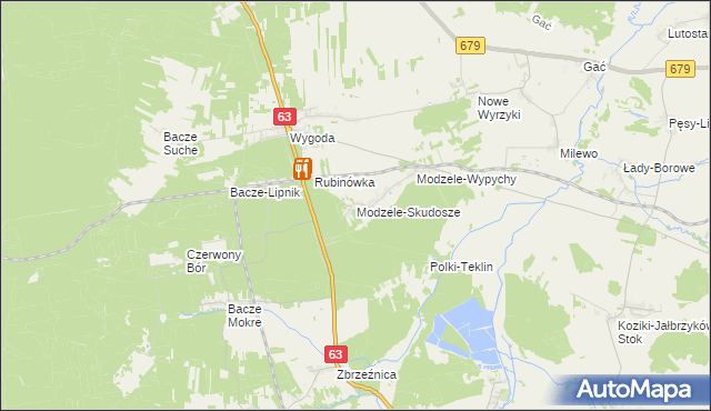 mapa Modzele-Skudosze, Modzele-Skudosze na mapie Targeo
