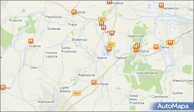 mapa Mokra gmina Biała, Mokra gmina Biała na mapie Targeo
