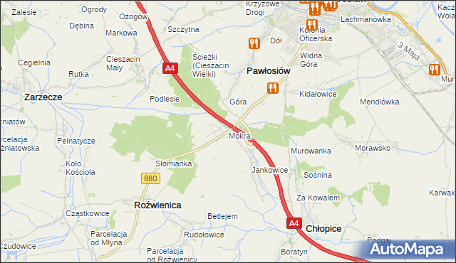 mapa Mokra gmina Roźwienica, Mokra gmina Roźwienica na mapie Targeo