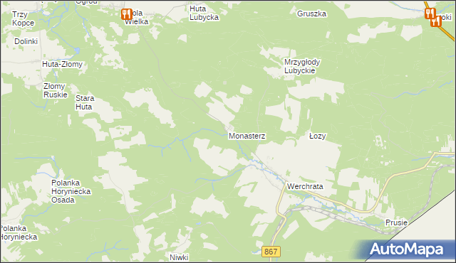 mapa Monasterz, Monasterz na mapie Targeo