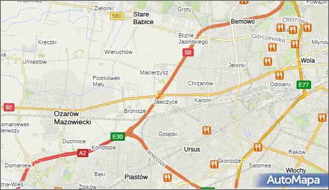 mapa Mory gmina Ożarów Mazowiecki, Mory gmina Ożarów Mazowiecki na mapie Targeo