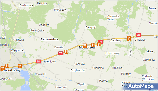 mapa Moskorzew, Moskorzew na mapie Targeo