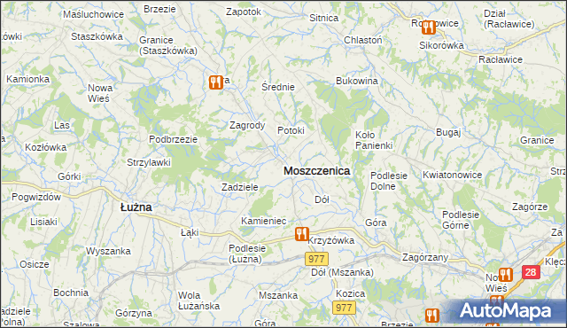 mapa Moszczenica powiat gorlicki, Moszczenica powiat gorlicki na mapie Targeo