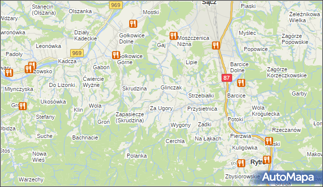 mapa Moszczenica Wyżna, Moszczenica Wyżna na mapie Targeo