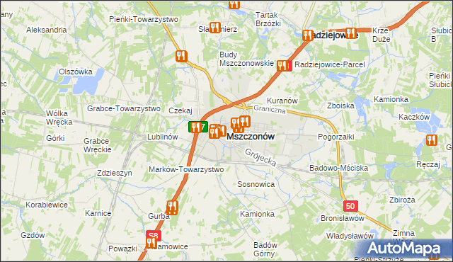 mapa Mszczonów, Mszczonów na mapie Targeo