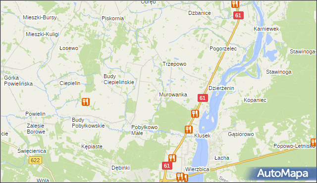 mapa Murowanka gmina Pokrzywnica, Murowanka gmina Pokrzywnica na mapie Targeo