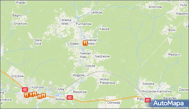 mapa Nadziejów gmina Stąporków, Nadziejów gmina Stąporków na mapie Targeo