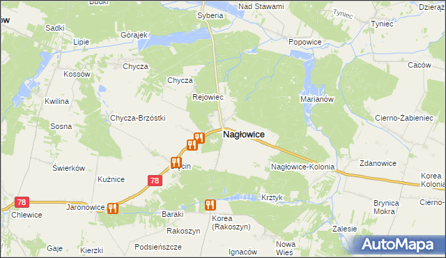 mapa Nagłowice, Nagłowice na mapie Targeo