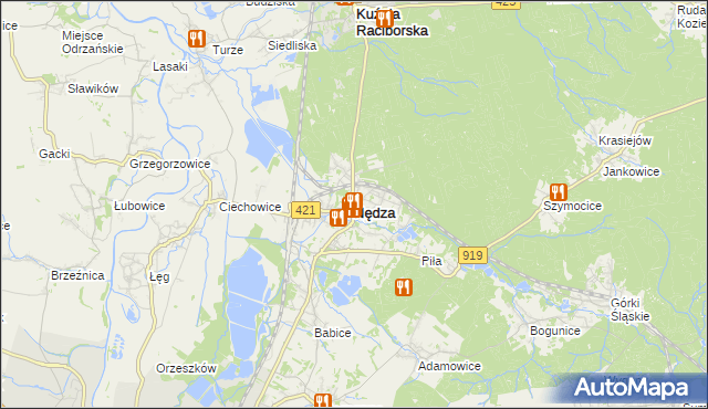 mapa Nędza powiat raciborski, Nędza powiat raciborski na mapie Targeo