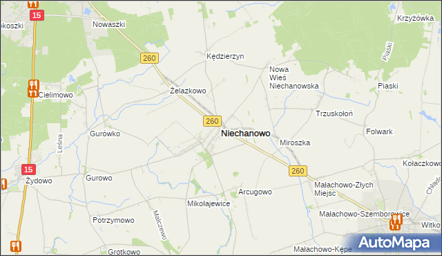 mapa Niechanowo, Niechanowo na mapie Targeo