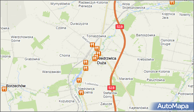 mapa Niedrzwica Duża, Niedrzwica Duża na mapie Targeo