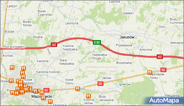 mapa Niedziałka Druga, Niedziałka Druga na mapie Targeo