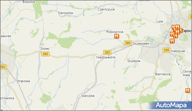 mapa Niedźwiednik gmina Ziębice, Niedźwiednik gmina Ziębice na mapie Targeo