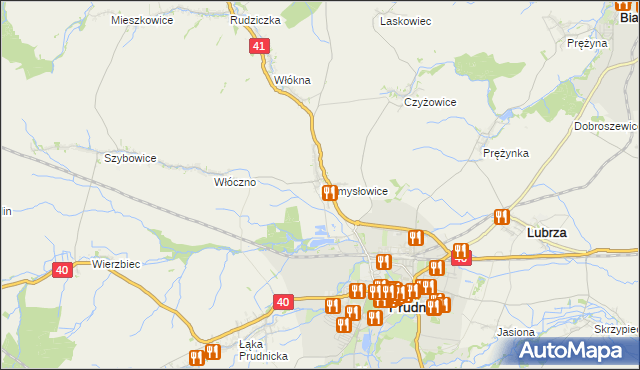 mapa Niemysłowice, Niemysłowice na mapie Targeo