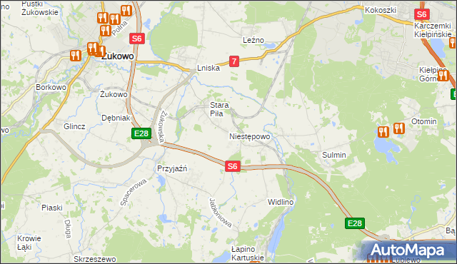 mapa Niestępowo, Niestępowo na mapie Targeo