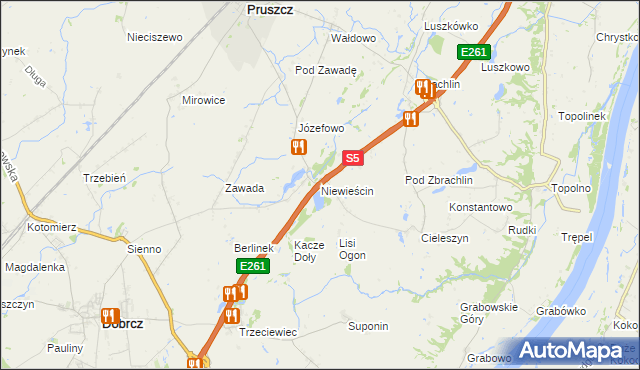 mapa Niewieścin, Niewieścin na mapie Targeo