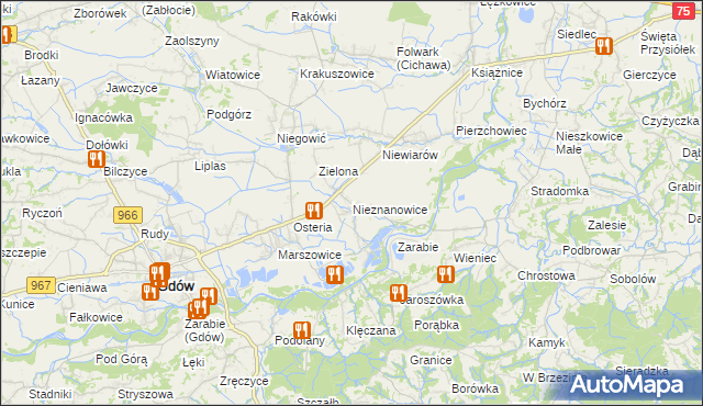 mapa Nieznanowice gmina Gdów, Nieznanowice gmina Gdów na mapie Targeo