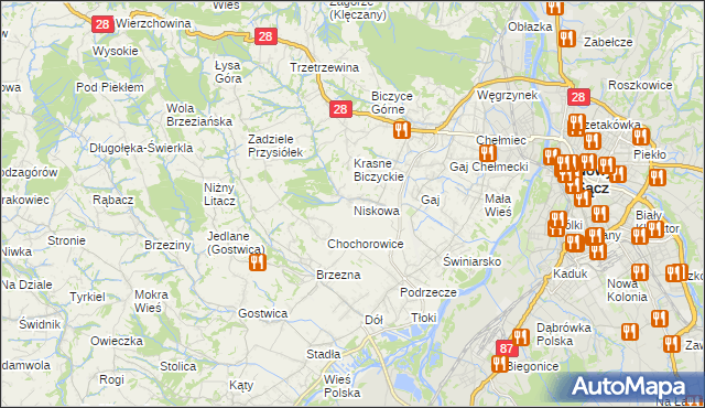 mapa Niskowa, Niskowa na mapie Targeo