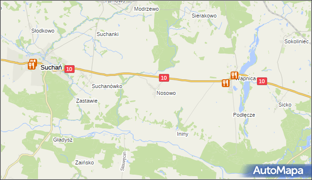 mapa Nosowo gmina Suchań, Nosowo gmina Suchań na mapie Targeo