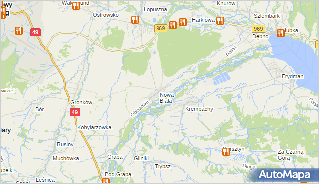 mapa Nowa Biała gmina Nowy Targ, Nowa Biała gmina Nowy Targ na mapie Targeo