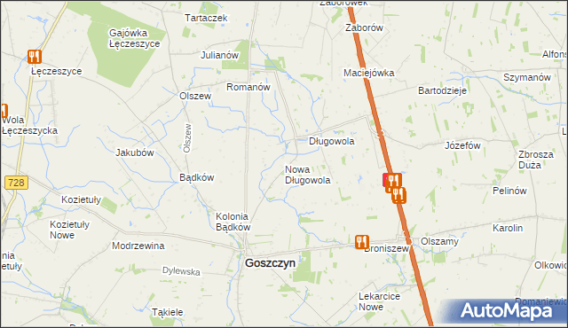 mapa Nowa Długowola, Nowa Długowola na mapie Targeo