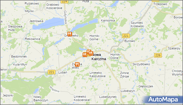 mapa Nowa Karczma powiat kościerski, Nowa Karczma powiat kościerski na mapie Targeo