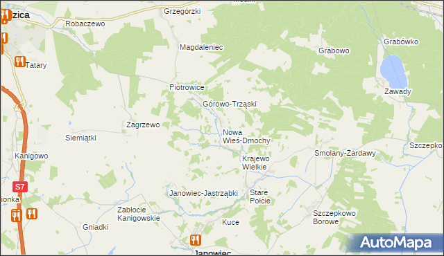 mapa Nowa Wieś-Dmochy, Nowa Wieś-Dmochy na mapie Targeo