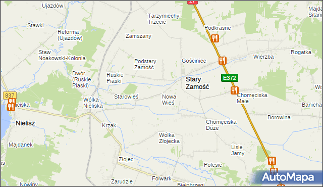 mapa Nowa Wieś gmina Stary Zamość, Nowa Wieś gmina Stary Zamość na mapie Targeo