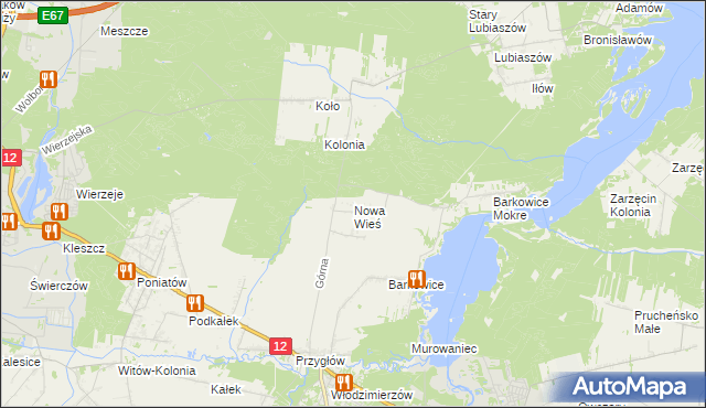 mapa Nowa Wieś gmina Sulejów, Nowa Wieś gmina Sulejów na mapie Targeo