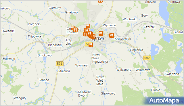mapa Nowa Wieś Kętrzyńska, Nowa Wieś Kętrzyńska na mapie Targeo