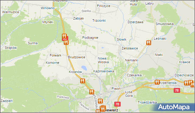 mapa Nowa Wioska gmina Siewierz, Nowa Wioska gmina Siewierz na mapie Targeo