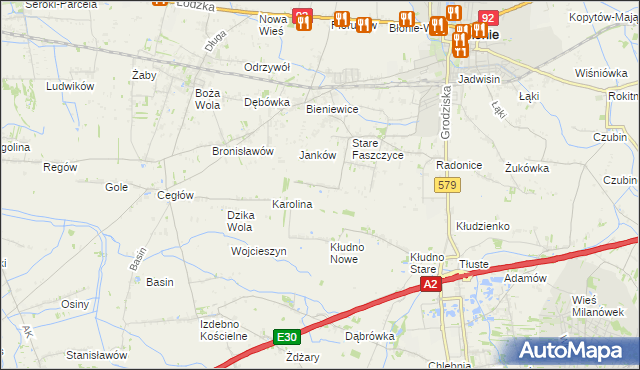 mapa Nowe Faszczyce, Nowe Faszczyce na mapie Targeo