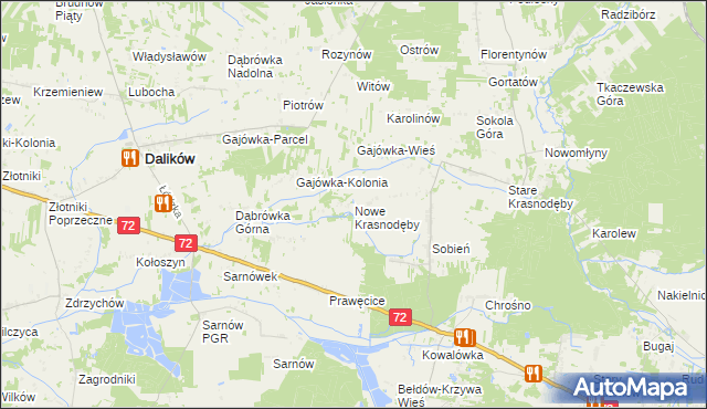 mapa Nowe Krasnodęby, Nowe Krasnodęby na mapie Targeo