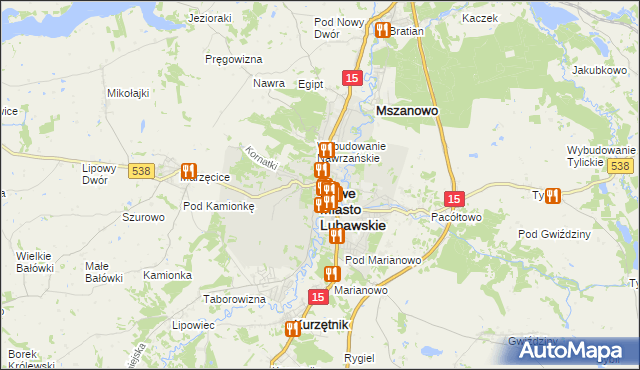 mapa Nowe Miasto Lubawskie, Nowe Miasto Lubawskie na mapie Targeo