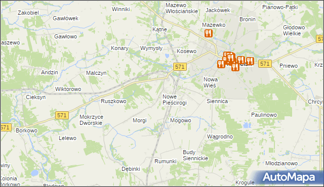 mapa Nowe Pieścirogi, Nowe Pieścirogi na mapie Targeo