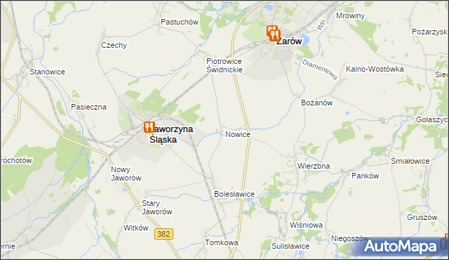 mapa Nowice gmina Jaworzyna Śląska, Nowice gmina Jaworzyna Śląska na mapie Targeo