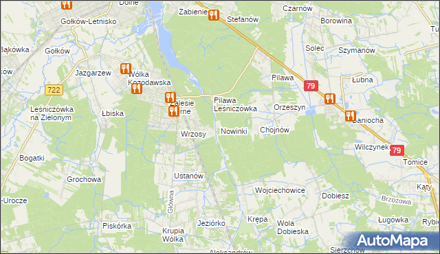 mapa Nowinki gmina Piaseczno, Nowinki gmina Piaseczno na mapie Targeo