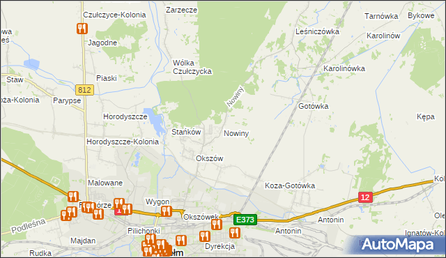 mapa Nowiny gmina Chełm, Nowiny gmina Chełm na mapie Targeo