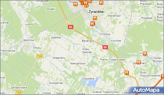 mapa Nowy Dworek gmina Mszczonów, Nowy Dworek gmina Mszczonów na mapie Targeo
