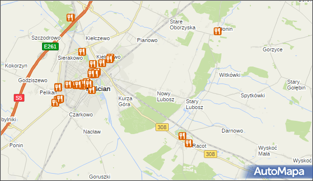 mapa Nowy Lubosz, Nowy Lubosz na mapie Targeo