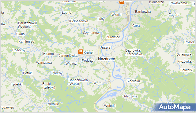 mapa Nozdrzec, Nozdrzec na mapie Targeo